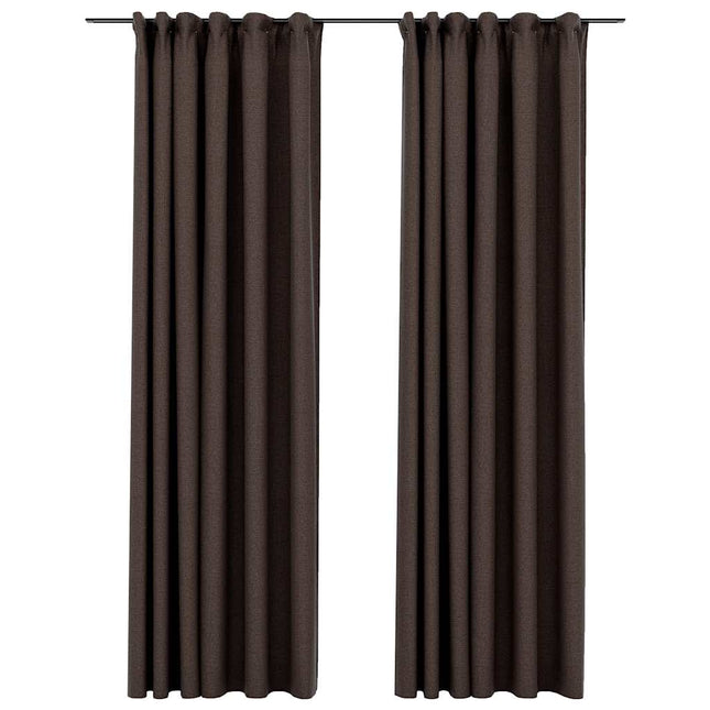 Tende Oscuranti con Ganci Effetto Lino 2 pz Talpa 140x245 cm