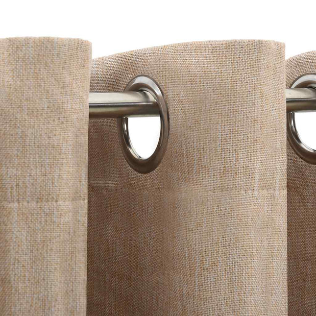 Tenda Oscurante Effetto Lino con Occhielli Beige 290x245 cm