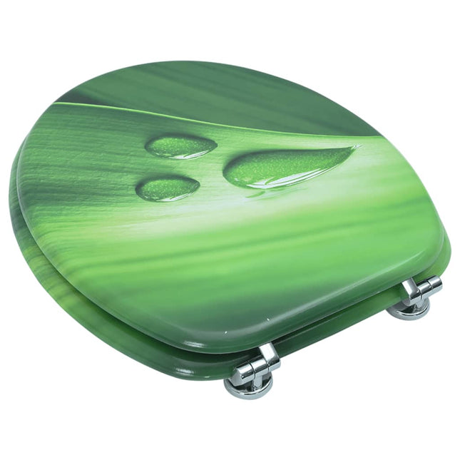 Tavoletta WC con Coperchio MDF Verde Design Goccia d'Acqua