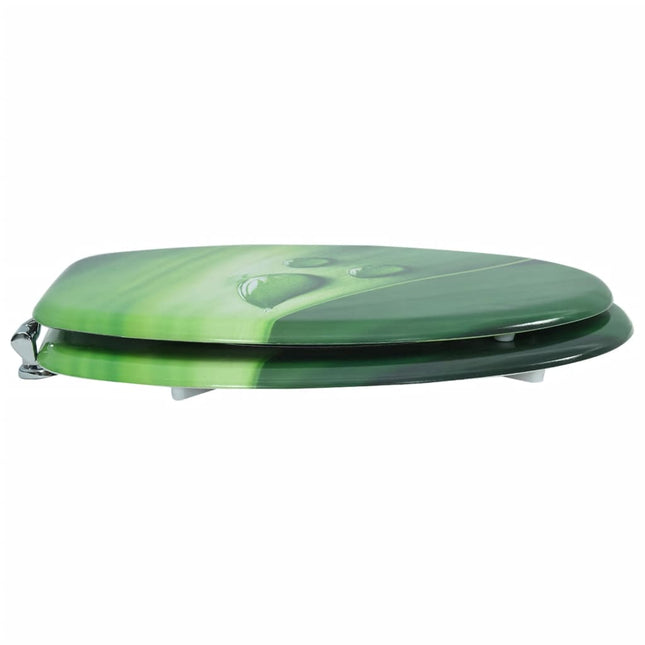 Tavoletta WC con Coperchio MDF Verde Design Goccia d'Acqua