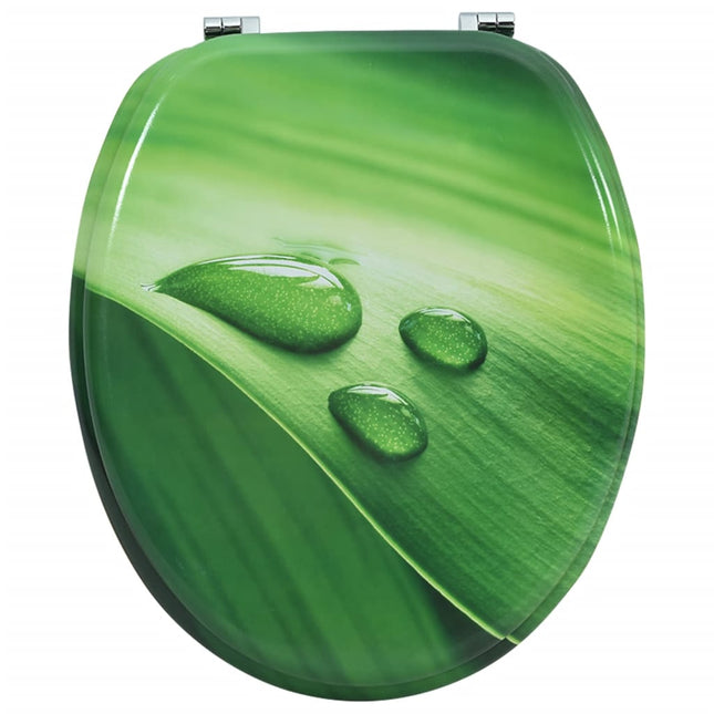 Tavoletta WC con Coperchio MDF Verde Design Goccia d'Acqua