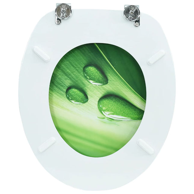 Tavoletta WC con Coperchio MDF Verde Design Goccia d'Acqua