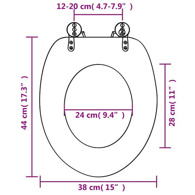 Tavoletta WC con Coperchio Chiusura Morbida MDF Design Pinguino