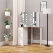 NNEVL Corner Dressing Table Make-up Table with LED Light White-0