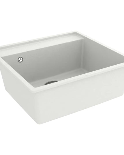 Lavello da Cucina con Foro Troppopieno Bianco in Granito