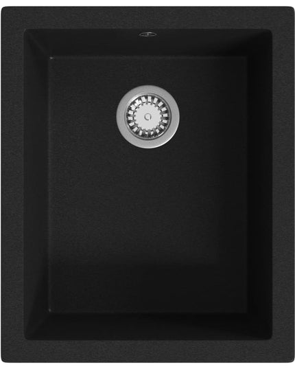 Lavello da Cucina con Foro Troppopieno Nero in Granito