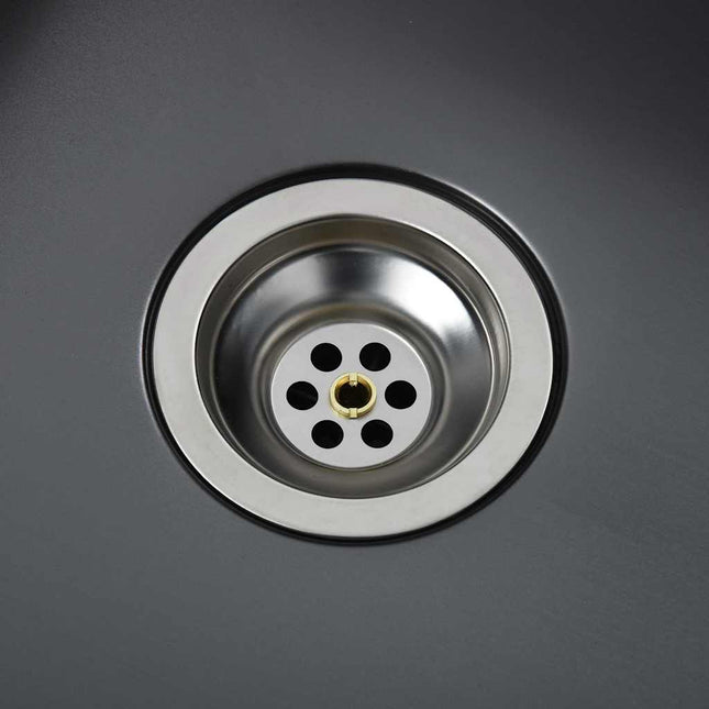Lavello da Cucina Artigianale Nero in Acciaio Inox