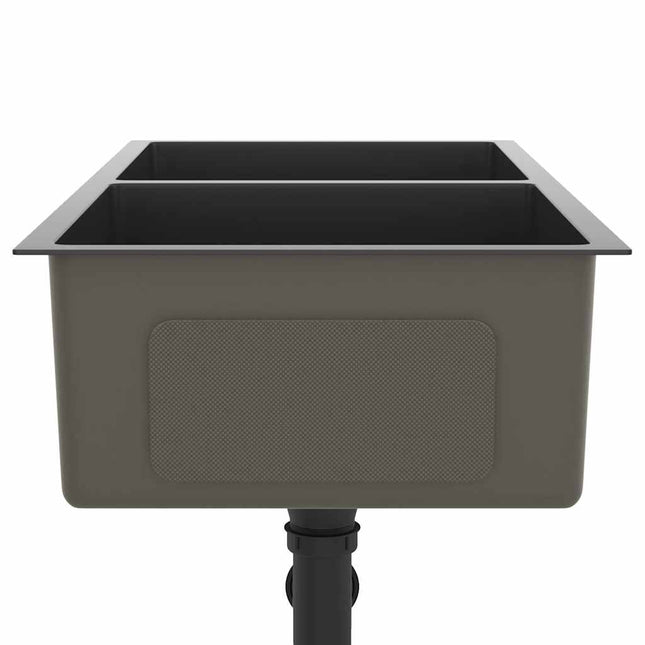 Lavello da Cucina Lavorato a Mano Nero Acciaio Inox