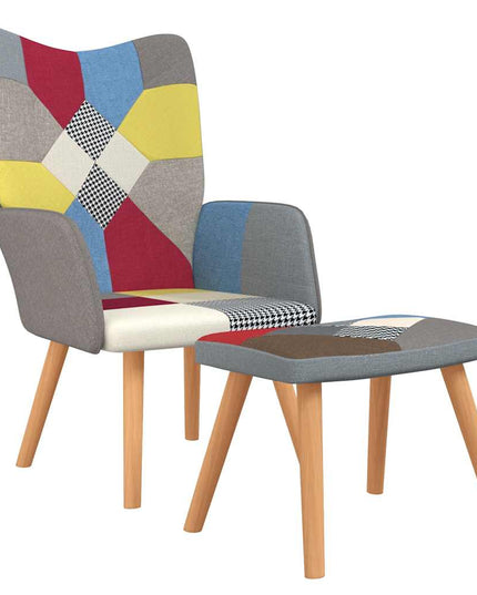 Poltrona Relax con Poggiapiedi in Tessuto Patchwork