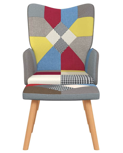 Poltrona Relax con Poggiapiedi in Tessuto Patchwork
