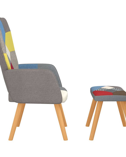 Poltrona Relax con Poggiapiedi in Tessuto Patchwork