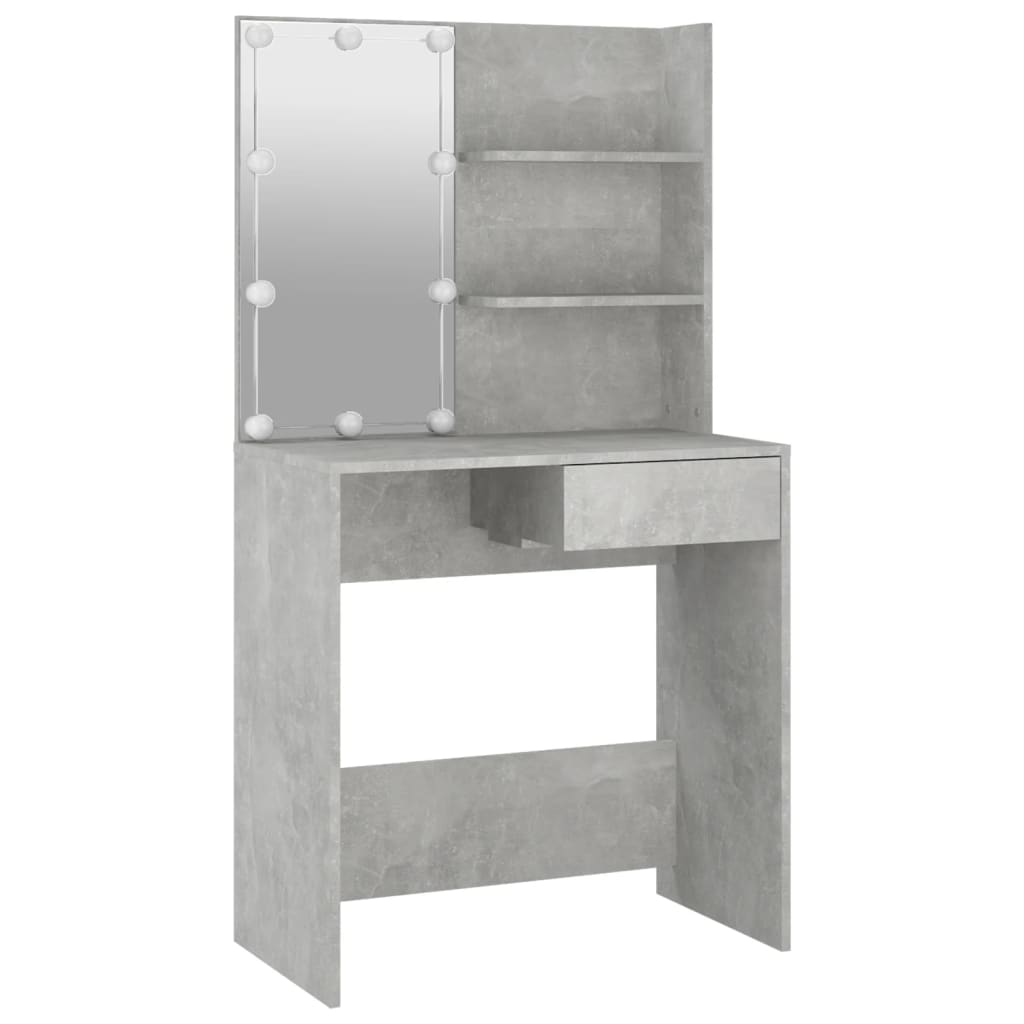 NNEVL Dressing Table with LED Concrete Grey 74.5x40x141 cm-2