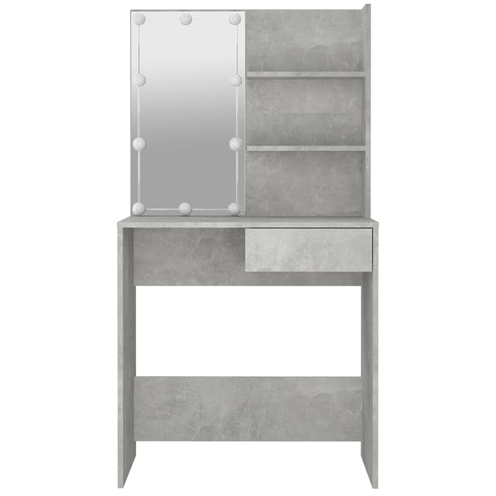 NNEVL Dressing Table with LED Concrete Grey 74.5x40x141 cm-4