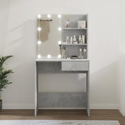 NNEVL Dressing Table with LED Concrete Grey 74.5x40x141 cm-0
