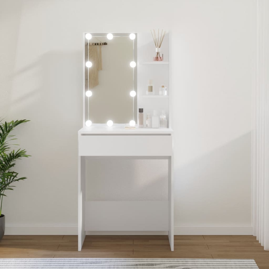 NNEVL Dressing Table with LED White 60x40x140 cm-0