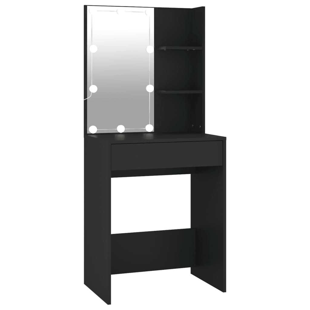 NNEVL Dressing Table with LED Black 60x40x140 cm-1