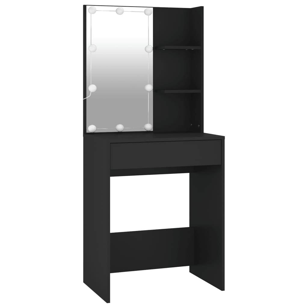 NNEVL Dressing Table with LED Black 60x40x140 cm-2