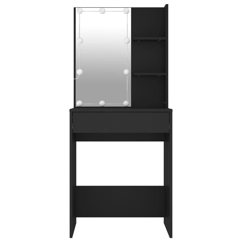 NNEVL Dressing Table with LED Black 60x40x140 cm-4
