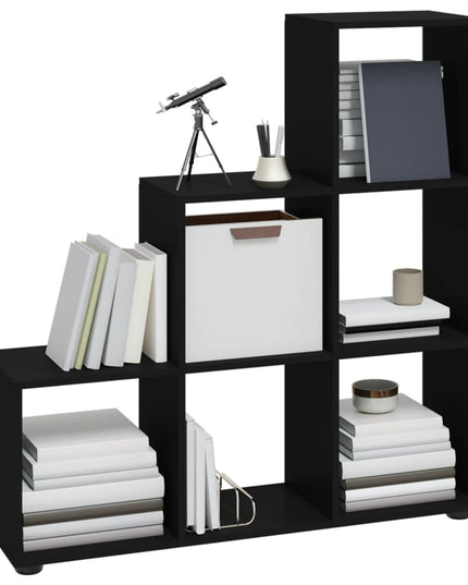 Libreria a Scala Nera 107 cm in Legno Multistrato