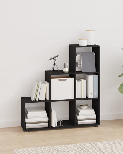 Libreria a Scala Nera 107 cm in Legno Multistrato