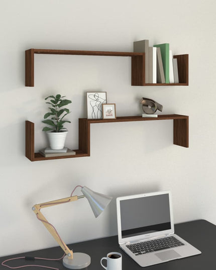 Mensole a Muro 2 pz Rovere Marrone 100x15x20 cm in Multistrato