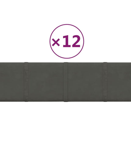 Pannelli Murali 12 pz Grigio Scuro 60x15 cm Velluto 1,08 m²