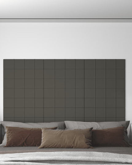 Pannelli Murali 12 pz Grigio Scuro 60x15 cm Velluto 1,08 m²