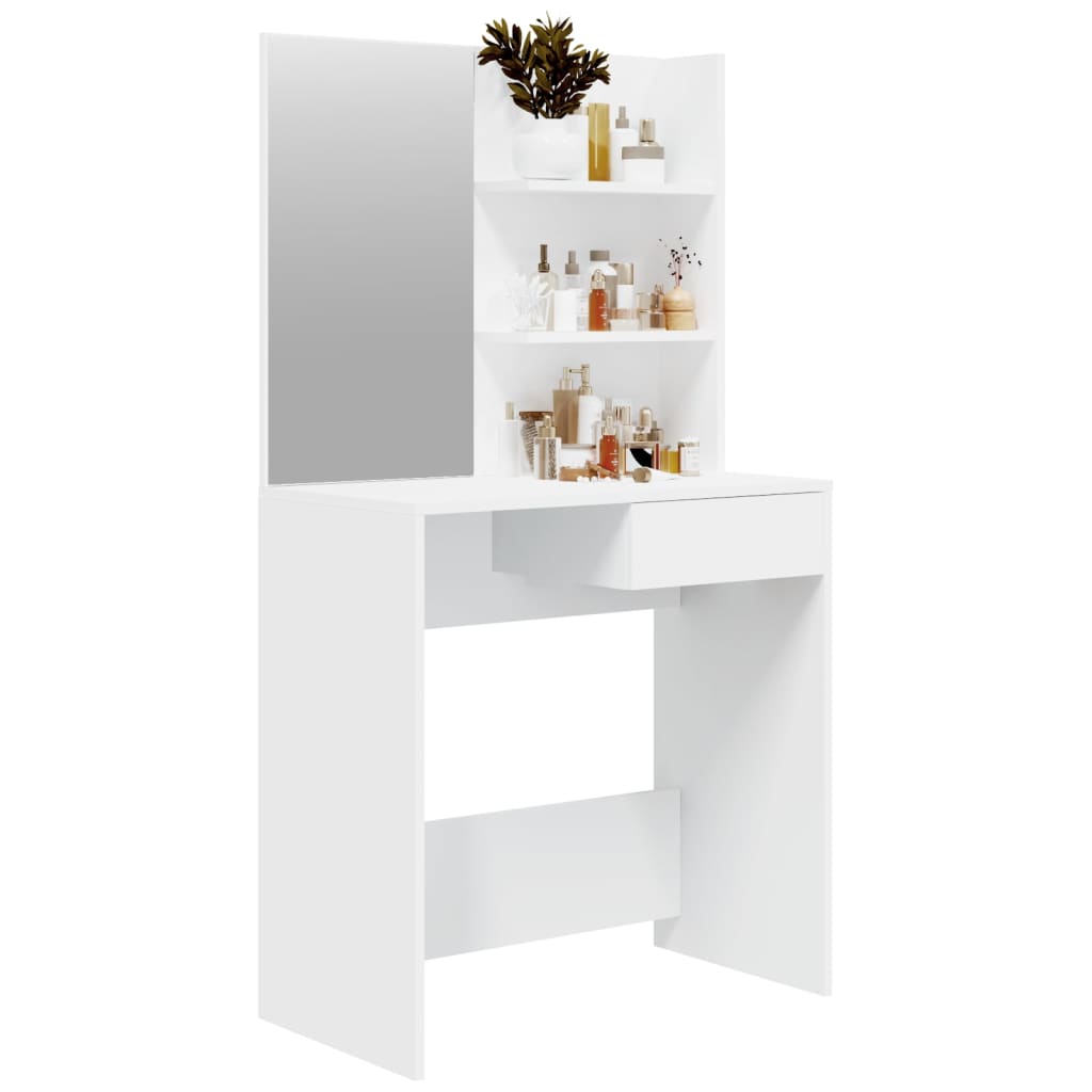 NNEVL Dressing Table with Mirror White 74.5x40x141 cm-3