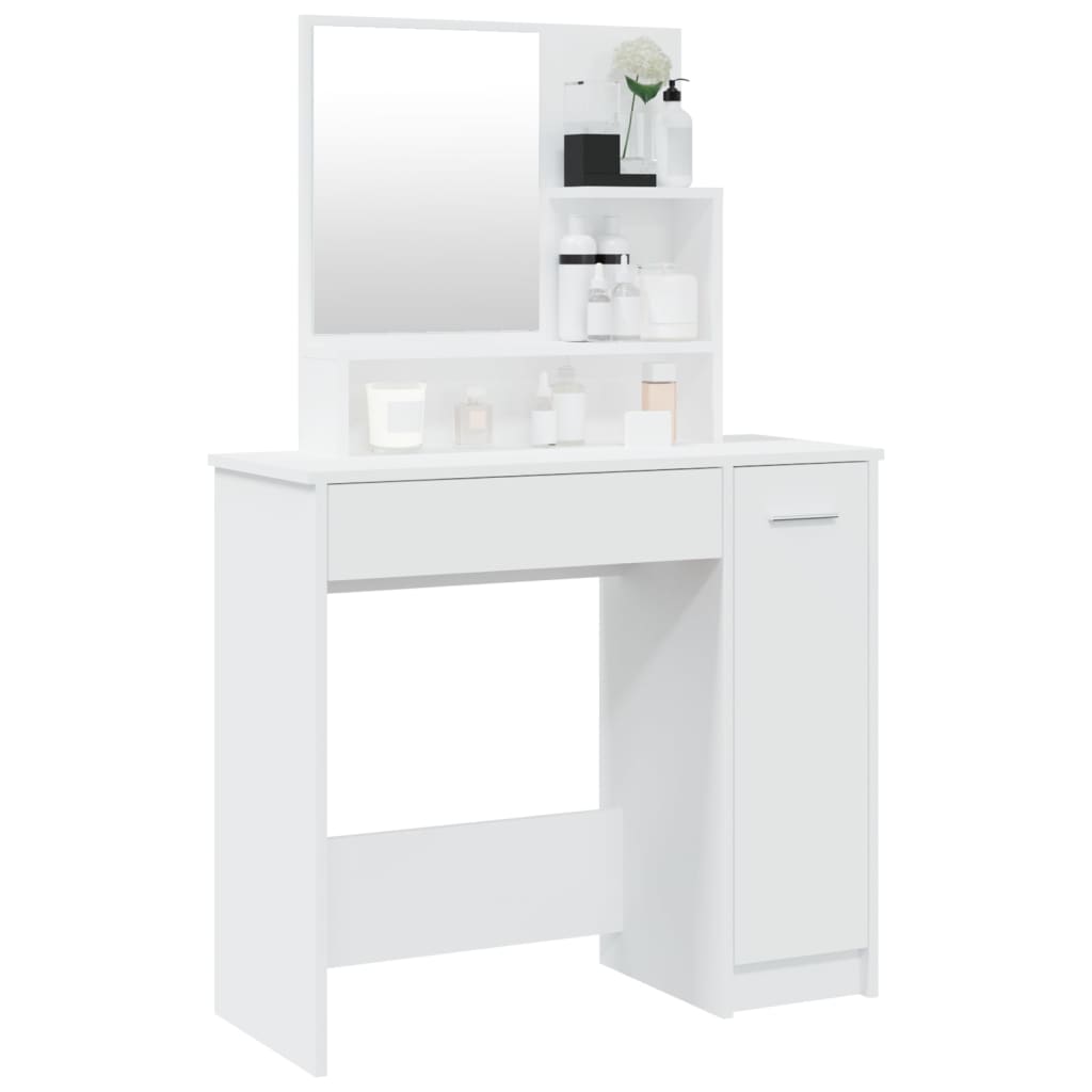 NNEVL Dressing Table with Mirror White 86.5x35x136 cm-3