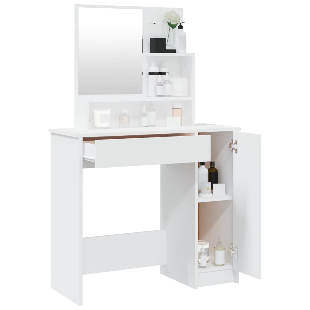 NNEVL Dressing Table with Mirror White 86.5x35x136 cm-4