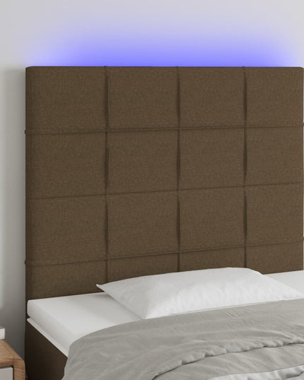 Testiera a LED Marrone Scuro 80x5x118/128 cm in Tessuto