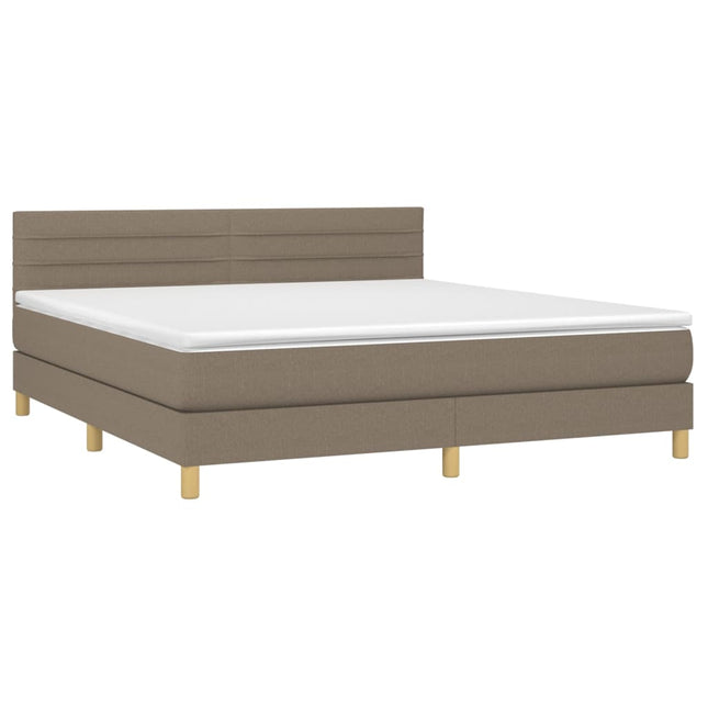 Letto a Molle con Materasso e LED Tortora 180x200 cm in Tessuto