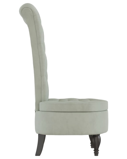 Sedia Schienale Alto Design con Bottoni Velluto Grigio Chiaro