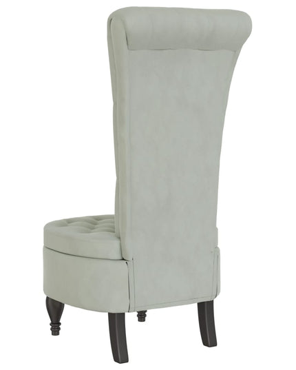 Sedia Schienale Alto Design con Bottoni Velluto Grigio Chiaro