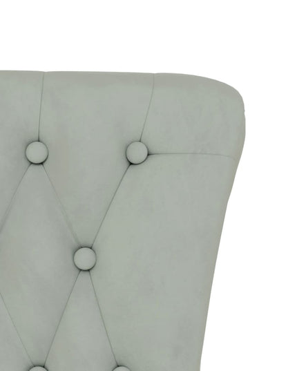 Sedia Schienale Alto Design con Bottoni Velluto Grigio Chiaro