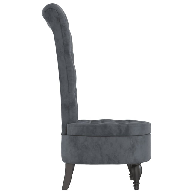 Sedia Schienale Alto Design con Bottoni in Velluto Grigio Scuro