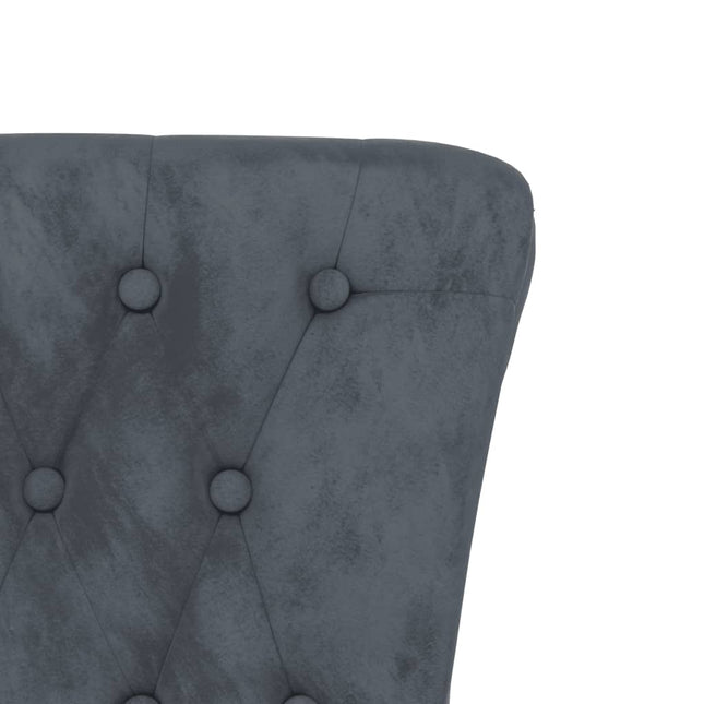 Sedia Schienale Alto Design con Bottoni in Velluto Grigio Scuro