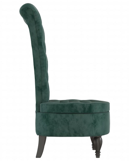 Sedia Schienale Alto Design con Bottoni in Velluto Verde Scuro