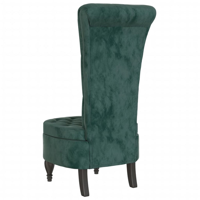 Sedia Schienale Alto Design con Bottoni in Velluto Verde Scuro