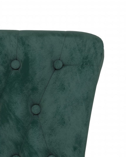 Sedia Schienale Alto Design con Bottoni in Velluto Verde Scuro