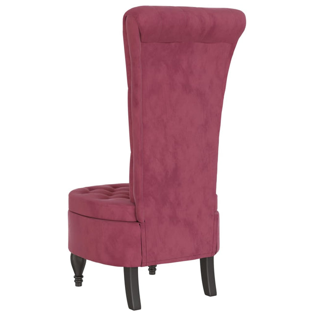 Sedia Schienale Alto Design Bottoni Velluto Rosso Vino Chiaro