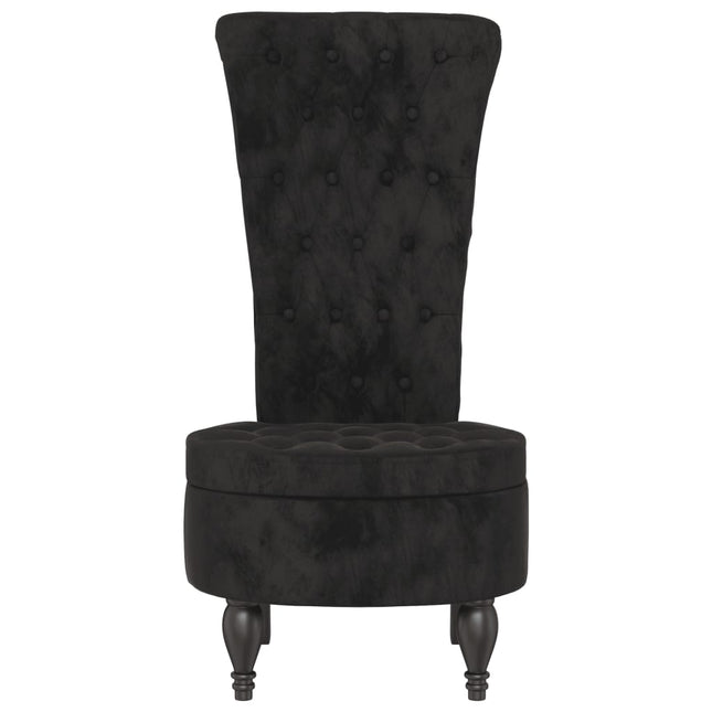 Sedia con Schienale Alto Design con Bottoni in Velluto Nero