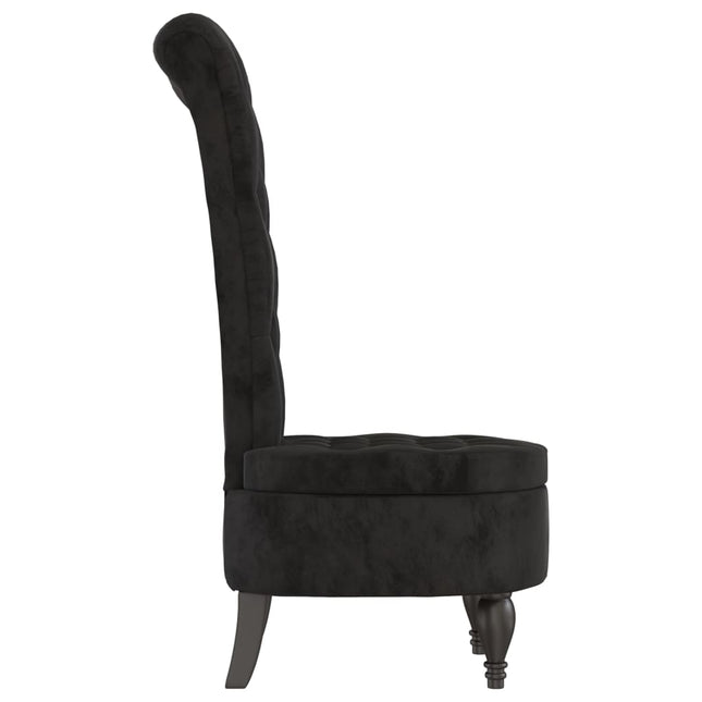 Sedia con Schienale Alto Design con Bottoni in Velluto Nero