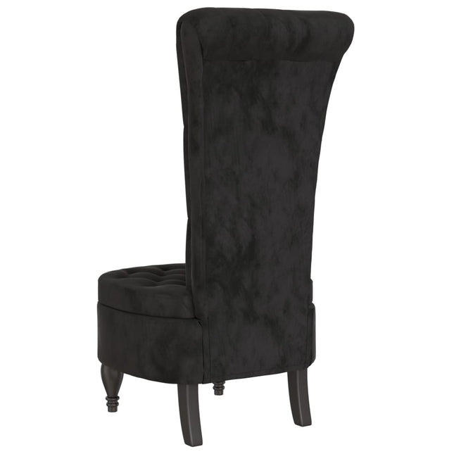 Sedia con Schienale Alto Design con Bottoni in Velluto Nero