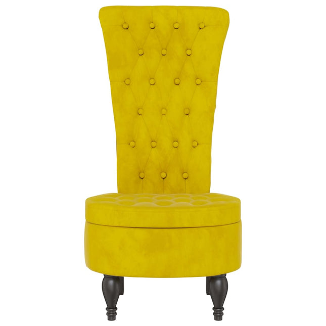 Sedia con Schienale Alto Design con Bottoni in Velluto Giallo