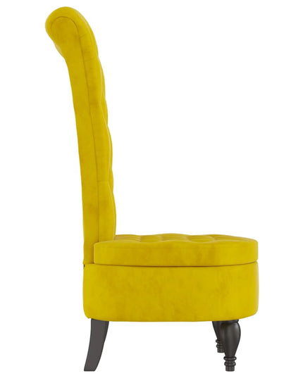 Sedia con Schienale Alto Design con Bottoni in Velluto Giallo