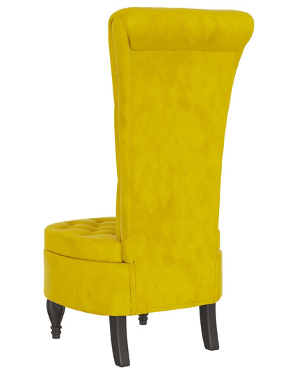 Sedia con Schienale Alto Design con Bottoni in Velluto Giallo