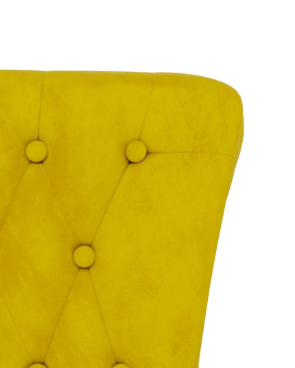 Sedia con Schienale Alto Design con Bottoni in Velluto Giallo