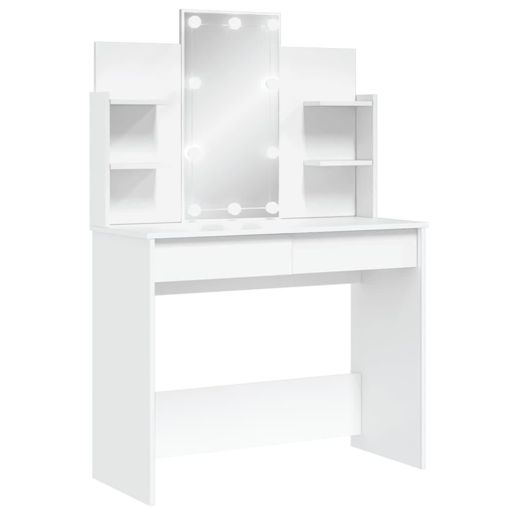 NNEVL Dressing Table with LED Lights White 96x40x142 cm-1