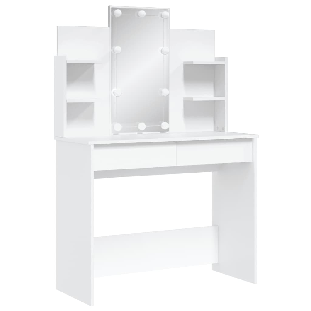 NNEVL Dressing Table with LED Lights White 96x40x142 cm-2